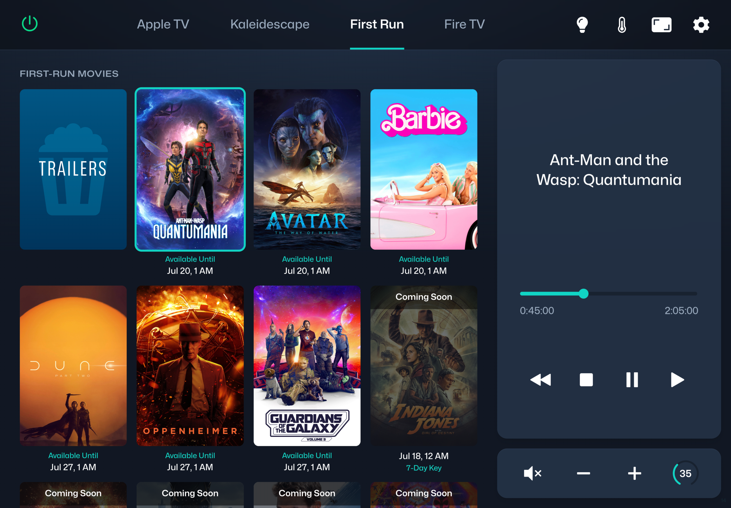 Apex Cinema Hub Interface on a tablet