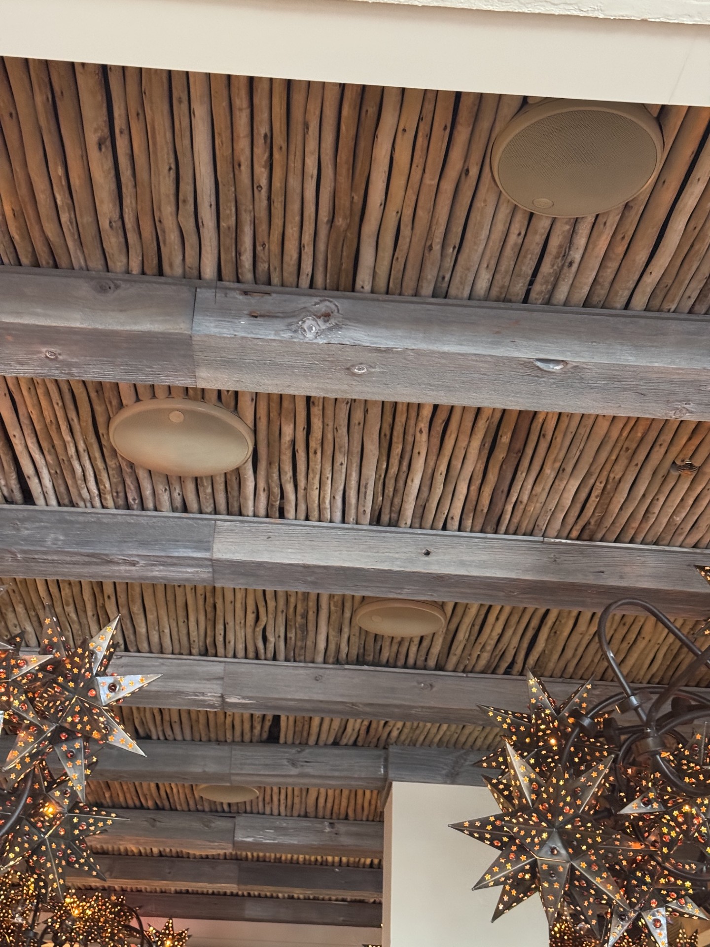 Rocco's Tacos ceiling with gear