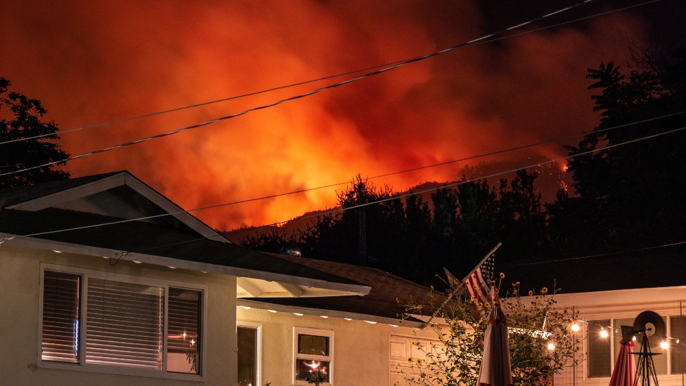 Scene of home in front of the El Dorado wildfire